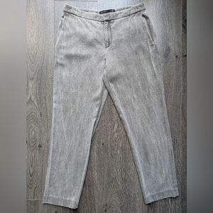 THEYSKENS THEORY "Padgette" Raw Silk Grey Cropped Slim Trousers Pants, SZ 6 / 40